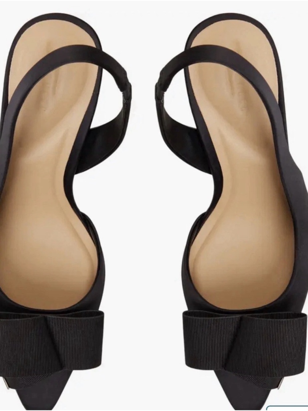 Ted Baker Black Pointed Slingback Heels with Grosgrain Bow